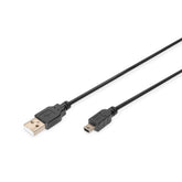 DIGITUS ASSMANN Basic USB 2.0 Kabel 1,8 m mini-USB Typ B zu USB Typ A, Schwarz