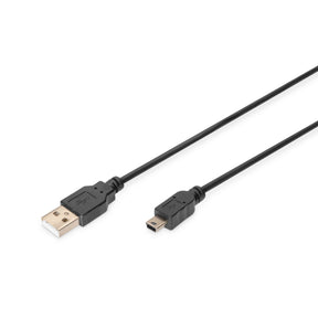 DIGITUS ASSMANN Basic USB 2.0 Kabel 1,8 m mini-USB Typ B zu USB Typ A, Schwarz