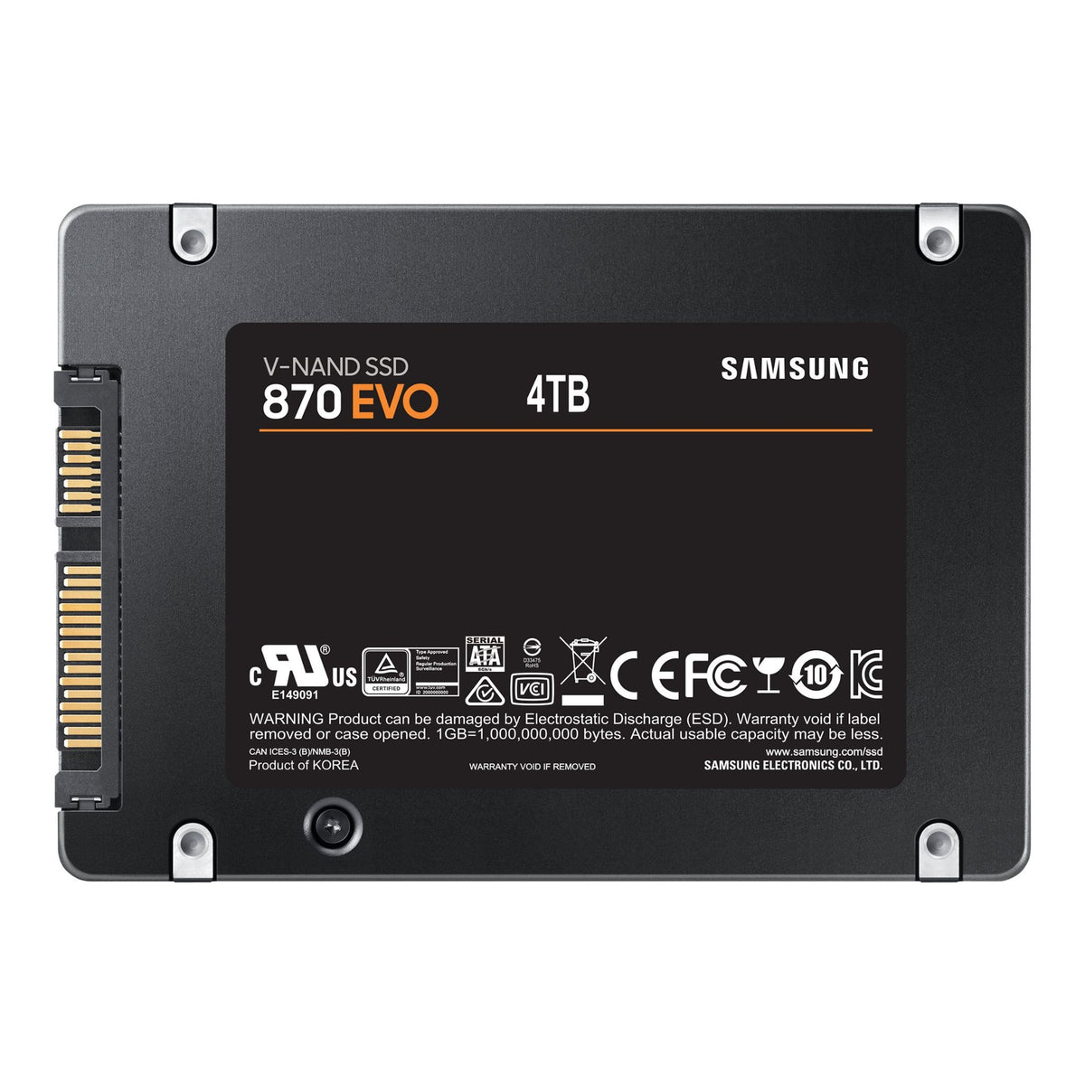 Samsung 870 EVO 4TB SSD 2.5", SATA 6Gb/s, 560MB/s Lesen, 530MB/s Schreiben, AES