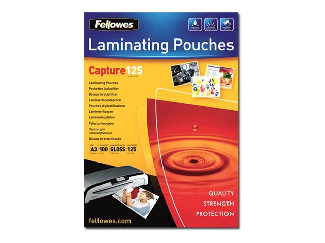 Fellowes Laminating Pouches Capture 125 micron - 125 Mikron - 100er-Pack - glänzend - durchsichtig - A3 (297 x 420 mm)