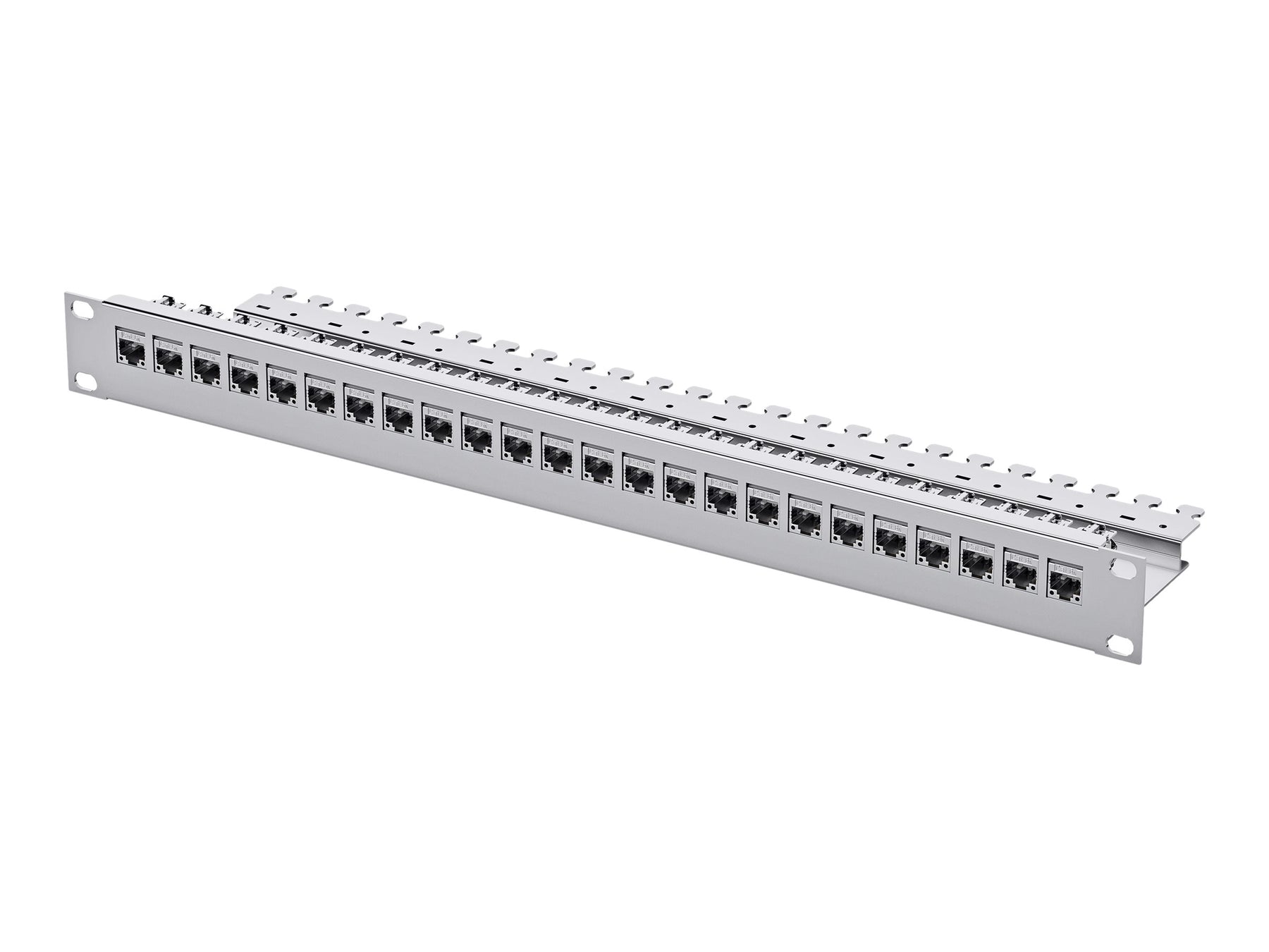 Telegärtner Karl Gärtner Telegärtner - Patch Panel - Vorderseite - Rack montierbar - RJ-45 X 24 - Hellgrau, RAL 7035 - 1U - 48.3 cm (19")