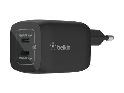 Belkin BoostCharge Pro - Netzteil - PPS Technology - 65 Watt - 3.25 A - Fast Charge, PD 3.0 - 2 Ausgabeanschlussstellen (24 pin USB-C)