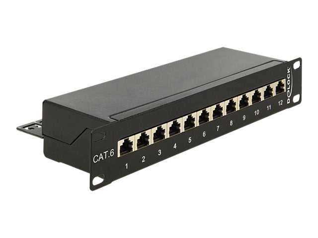 Delock Patch Panel - RJ-45 X 12 - Schwarz - 1U - 25.4 cm (10")