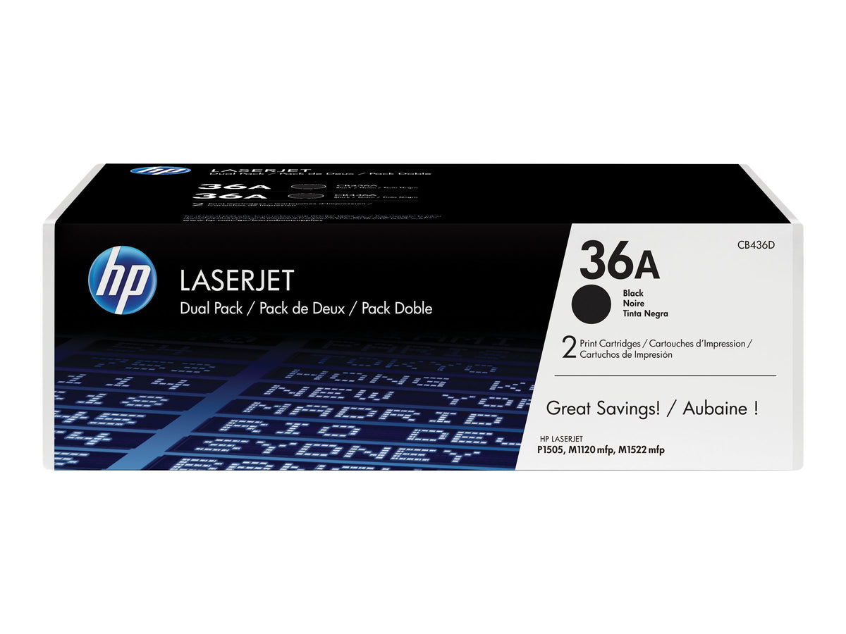 HP 36A - 2er-Pack - Schwarz - original - LaserJet - Tonerpatrone (CB436AD)