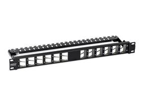 TRENDnet TC-KP24SA - Patch Panel - blank angled keystone shielded - Rack montierbar - CAT 6a - Schwarz - 1U - 48.3 cm (19")