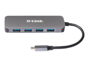 D-Link DUB-2340 - Hub - 4 x SuperSpeed USB 3.0 + 1 x USB-C (Spannungsversorgung)