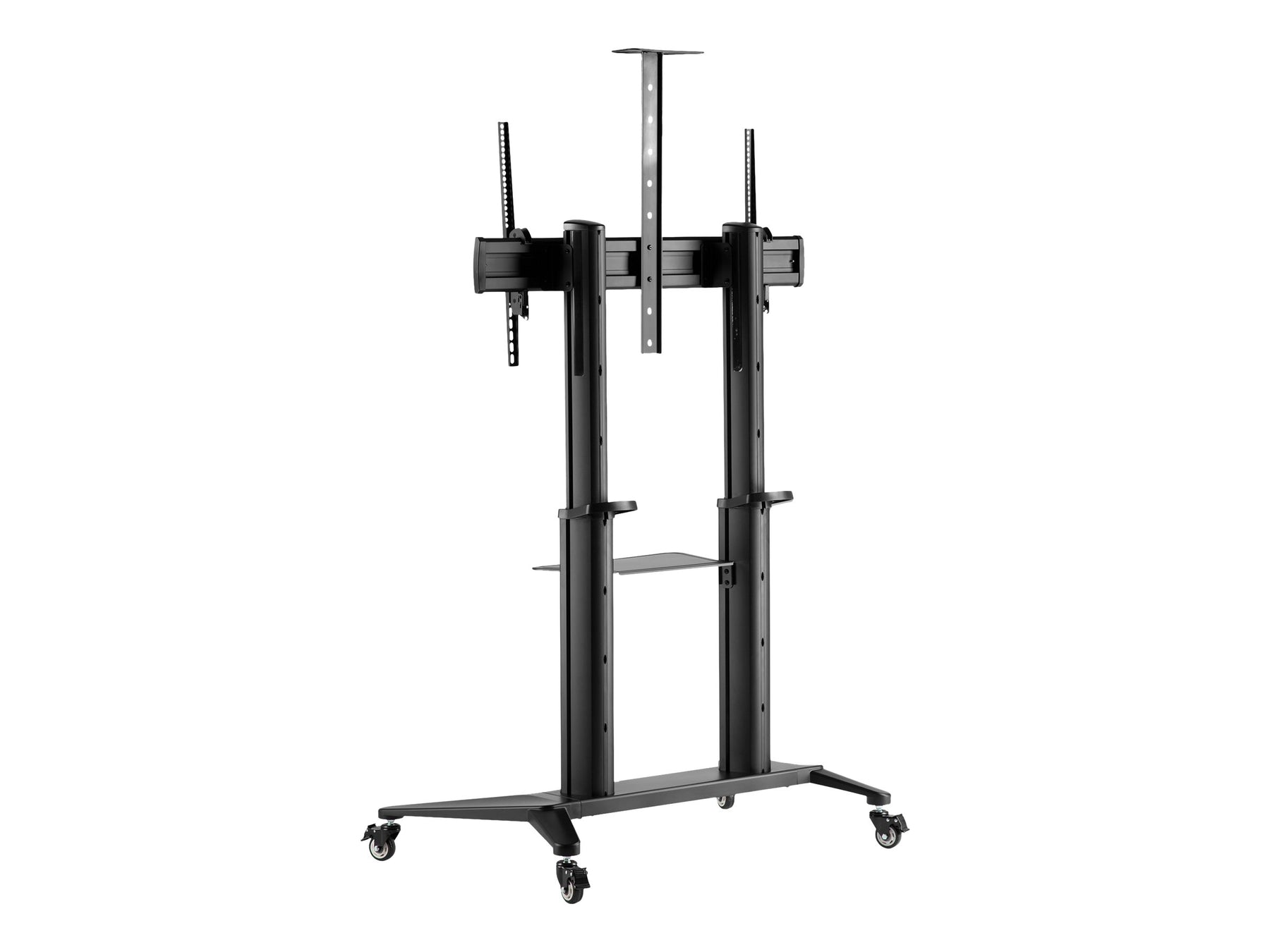 Manhattan TV & Monitor Mount, VESA 200x200 to 1000x600mm, Max 140kg, Height adjustable, Lifetime Warranty - Wagen - robust, großer Bildschirm, höhenverstellbar - Aluminium - Schwarz - Bildschirmgröße: 178-305 cm (70"-120")