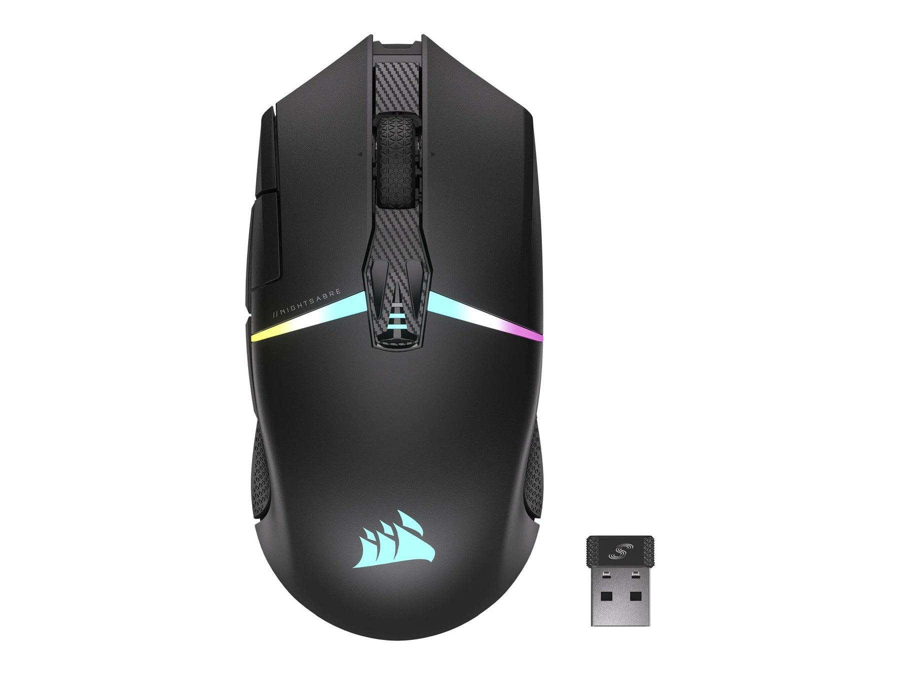 Corsair NIGHTSABRE WIRELESS RGB - Maus - rechts- und linkshändig - optisch - 11 Tasten - kabellos - Bluetooth, 2.4 GHz - kabelloser Empfänger (USB)