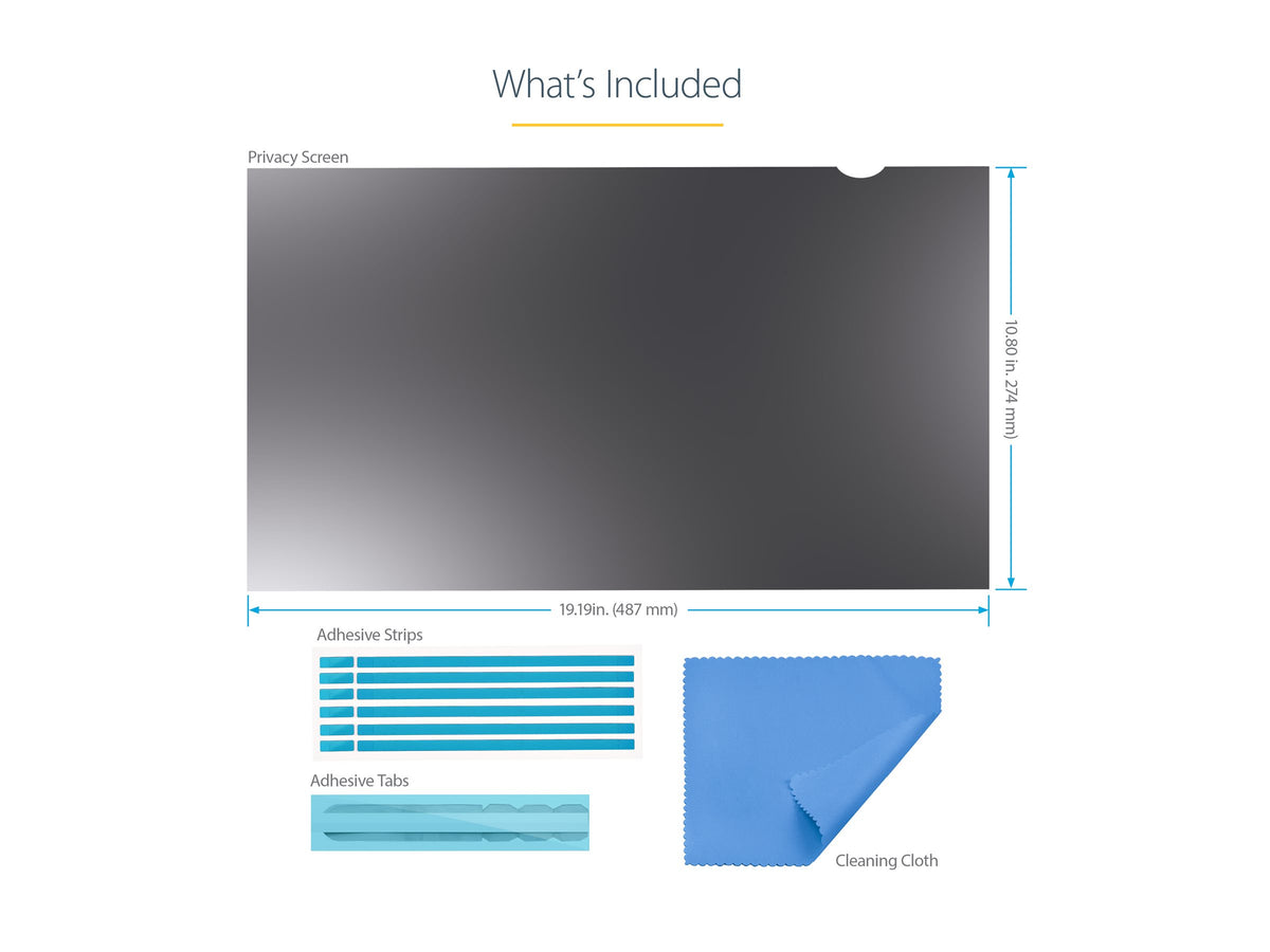 StarTech.com 22-inch 16:9 Computer Monitor Privacy Filter, Anti-Glare Privacy Screen with 51% Blue Light Reduction, Black-out Monitor Screen Protector w/+/- 30 deg. Viewing Angle, Matte and Glossy Sides (2269-PRIVACY-SCREEN)