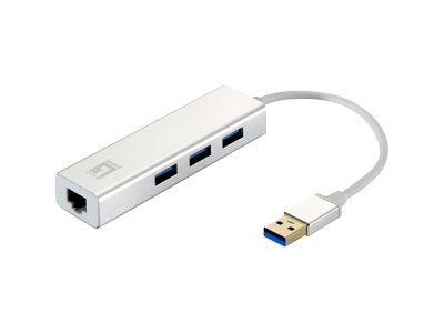 LevelOne USB-0503 - Hub - 3 x SuperSpeed USB 3.0 + 1 x 10/100/1000