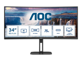 AOC Value-line CU34V5C/BK - V5 series - LED-Monitor - gebogen - 86.4 cm (34")