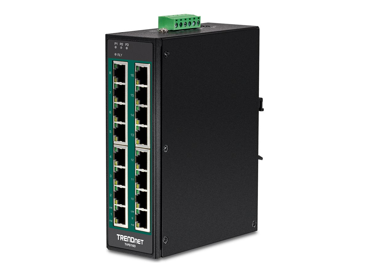 TRENDnet TI-PG160 - Switch - unmanaged - 16 x 10/100/1000 (PoE+)