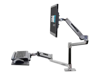 Ergotron WorkFit-LX Sit-Stand Desk Mount System - Befestigungskit (Tablett, Spannbefestigung für Tisch, Tischplattenbohrung, Stange, Handgelenkkissen, Tastatur-Tablett, Monitorarm, VESA-Halterung, einstellbarer Tastaturarm)