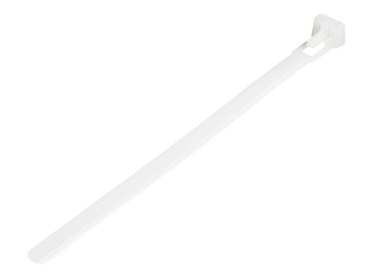 StarTech.com 15cm(6") Reusable Cable Ties, 7mm(1/4") wide, 35mm(1-3/8") Bundle Dia. 22kg(50lb) Tensile Strength, Releasable Nylon Ties, Indoor/Outdoor, 94V-2/UL Listed, 100 Pack, White - Nylon 66 Plastic - TAA (CBMZTRB6)