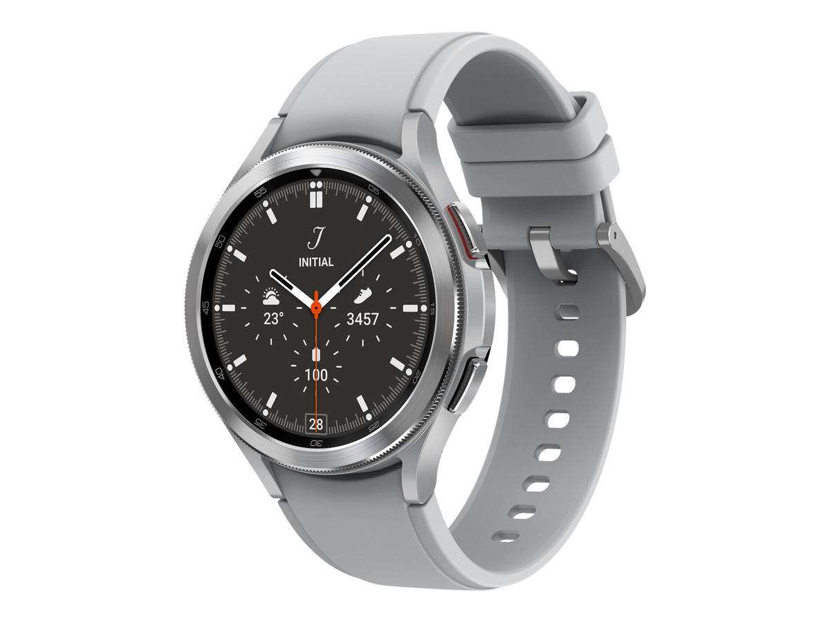 Samsung Galaxy Watch4 Classic - 46 mm - silber - intelligente Uhr mit Ridge Sport Band - Flouroelastomer - Silber - Anzeige 3.46 cm (1.4")