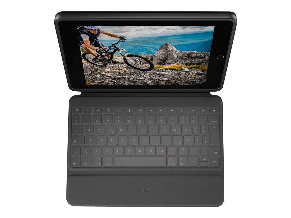 Logitech Rugged Folio - Tastatur und Foliohülle - Apple Smart connector - QWERTY - Spanisch - für Apple 10.2-inch iPad (7. Generation, 8. Generation, 9. Generation)