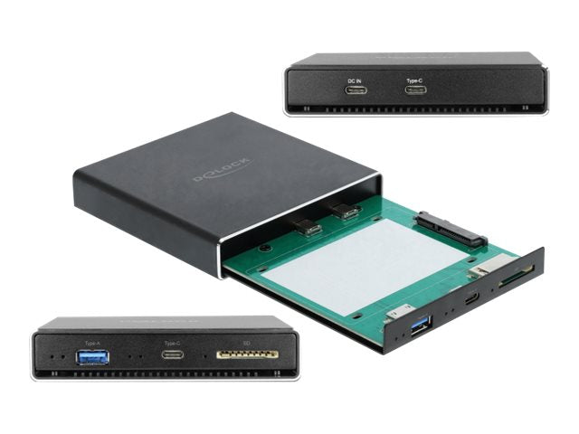 Delock External Enclosure for 2.5" SATA HDD / SSD with additional USB Type-C and Type-A Port and SD Slot - Speichergehäuse - 2.5" (6.4 cm)