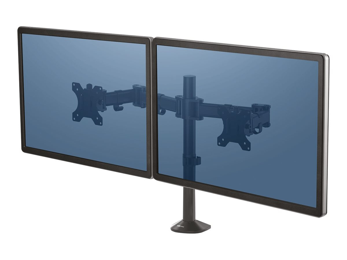 Fellowes Reflex Dual Monitor Arm - Befestigungskit - einstellbarer Arm - für 2 Monitore - Metall - Schwarz, RAL 9017 - Bildschirmgröße: bis zu 68,6 cm (bis zu 27 Zoll)