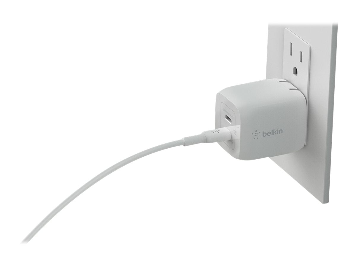 Belkin BoostCharge Pro GaN - Netzteil - PPS- und GaN-Technologie - 65 Watt - Fast Charge, PD 3.0 - 2 Ausgabeanschlussstellen (2 x USB-C)