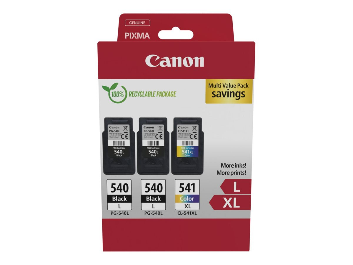 Canon 540L x2/CL-541XL Multipack - 3er-Pack - Hohe Ergiebigkeit - Schwarz, Farbe (Cyan, Magenta, Gelb)