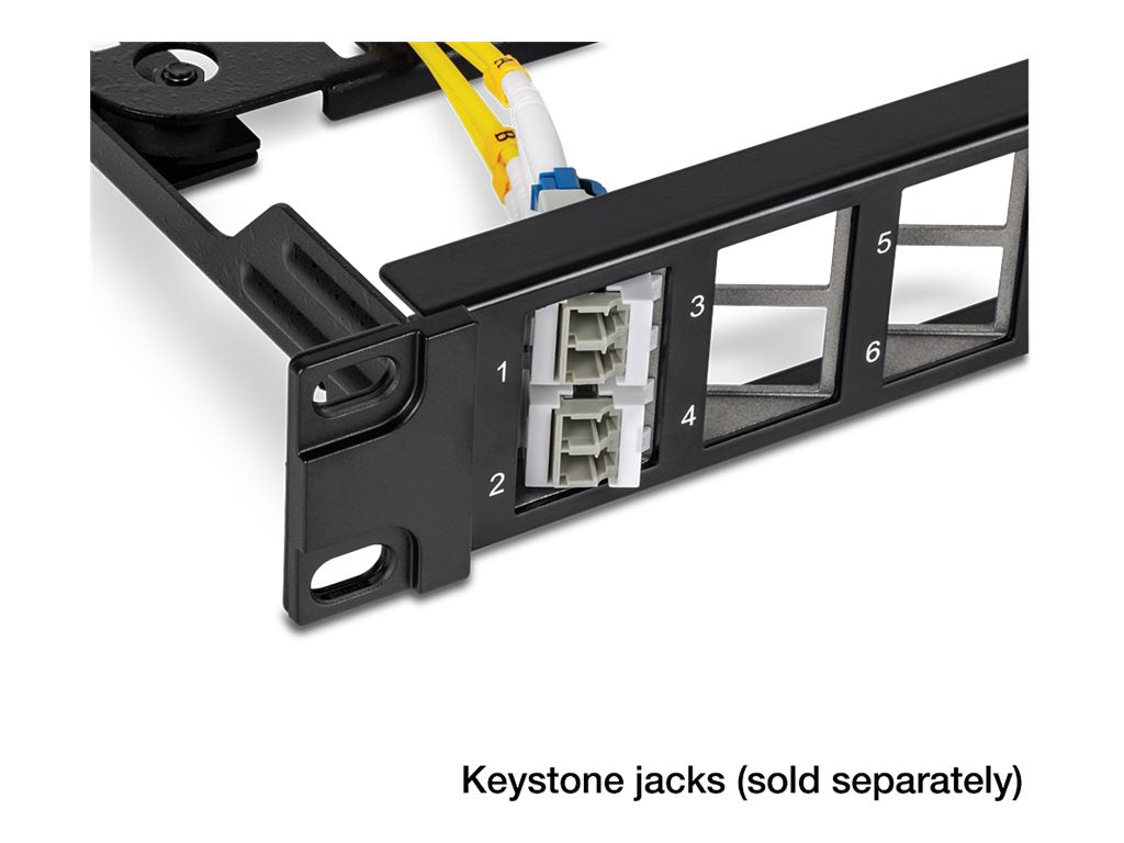 TRENDnet TC-KP24SA - Patch Panel - blank angled keystone shielded - Rack montierbar - CAT 6a - Schwarz - 1U - 48.3 cm (19")