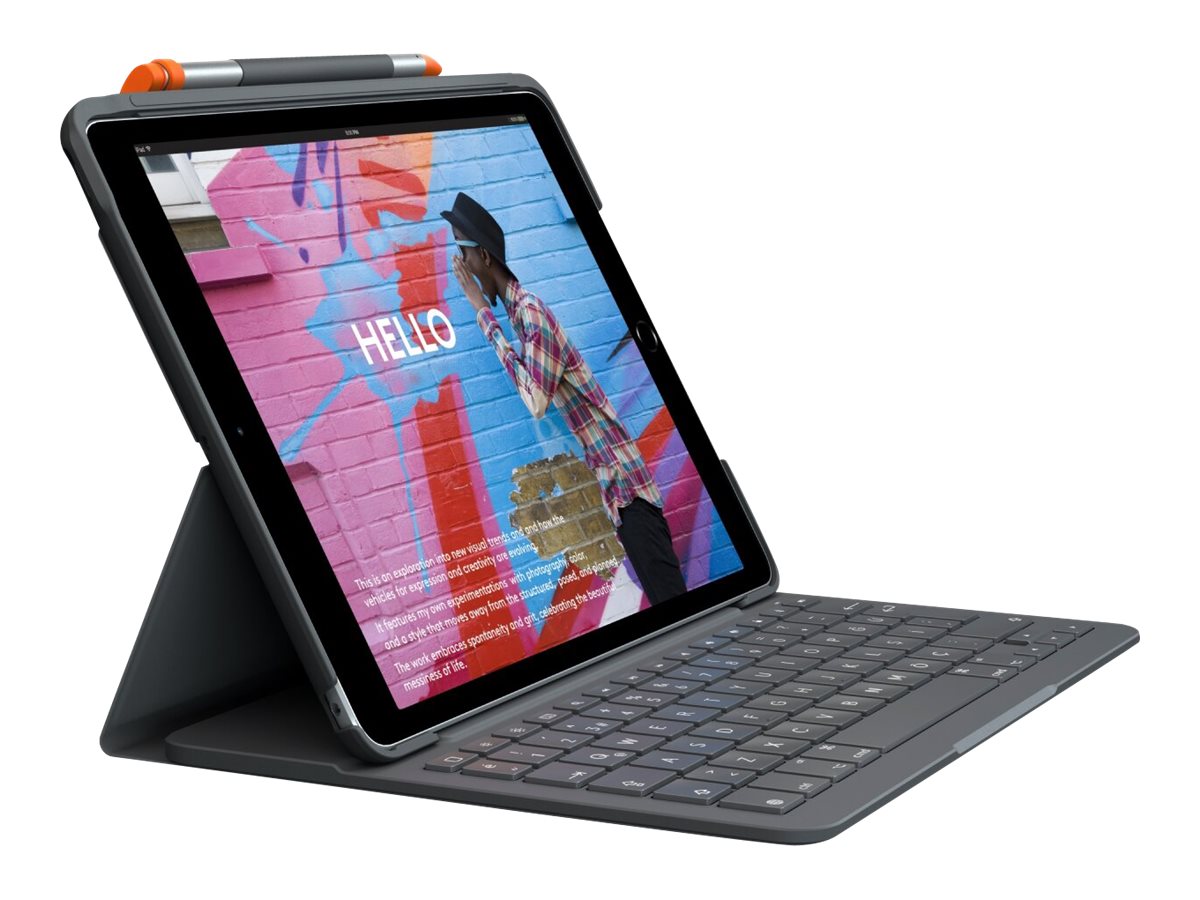 Logitech Slim Folio - Tastatur und Foliohülle - kabellos - Bluetooth LE - QWERTY - Nordisch (Dänisch/Finnisch/Norwegisch/Schwedisch)