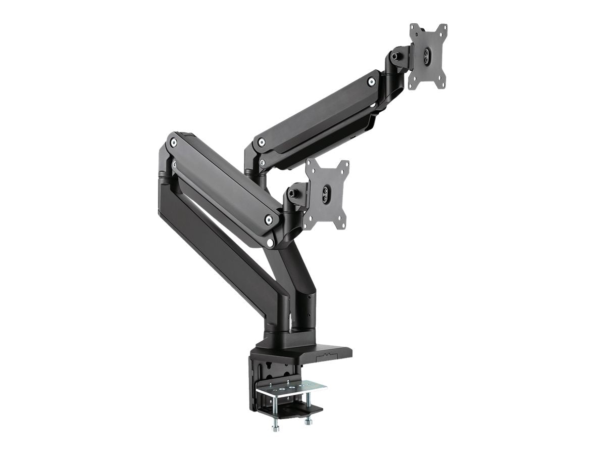 ROLINE Dual LCD Monitor Stand Pneumatic - Befestigungskit (Spannbefestigung für Tisch, 2 einstellbare Arme)