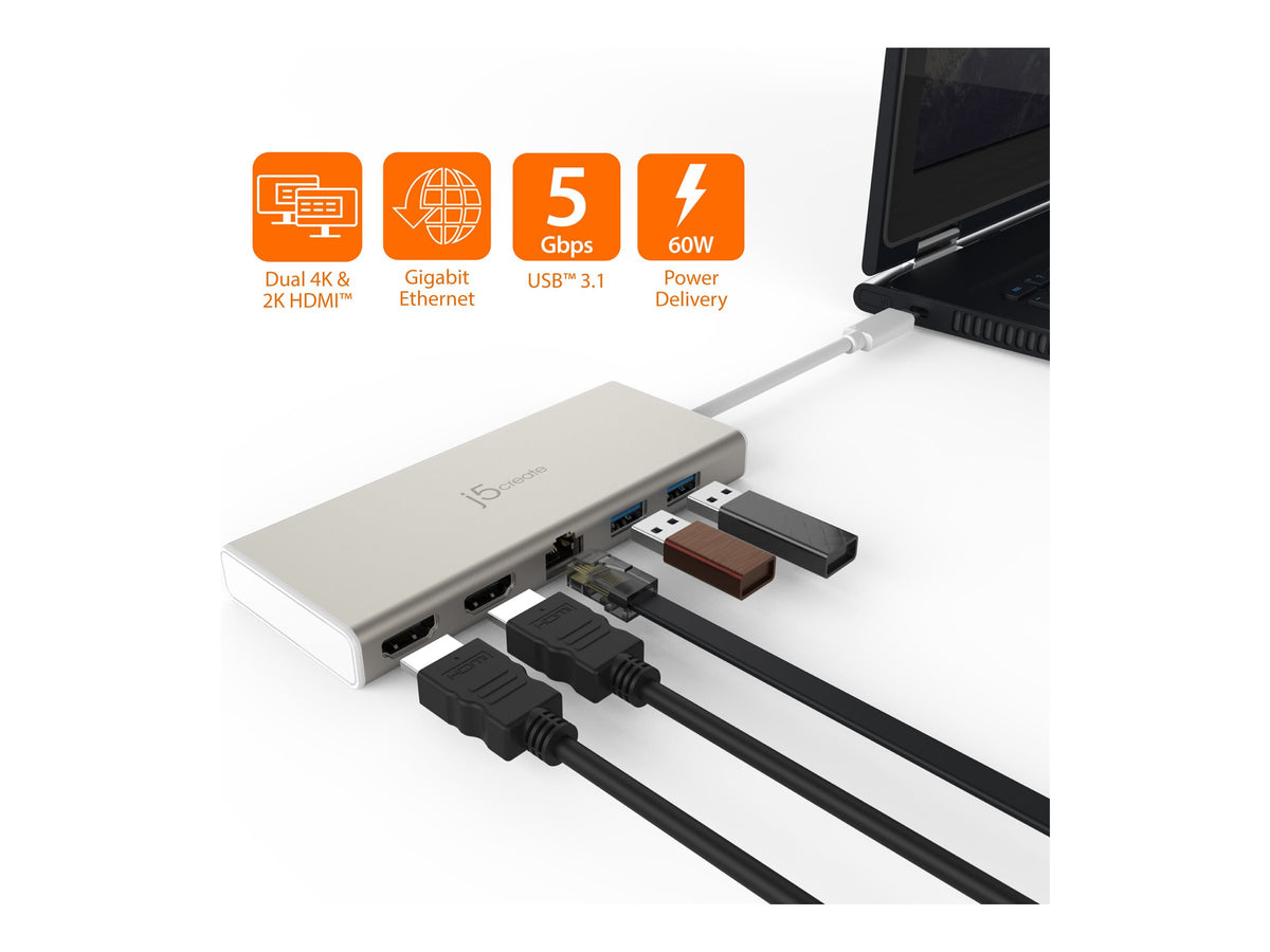 j5create JCD381-N - Dockingstation - USB-C - 2 x HDMI