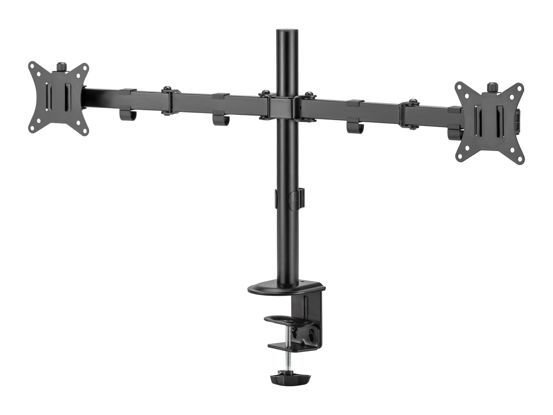 V7 Befestigungskit (Klammerbasis, 2 Gelenkarme, 2 VESA-Platten) - für 2 Monitore - Stahl - Bildschirmgröße: 43.2-81.3 cm (17"-32")