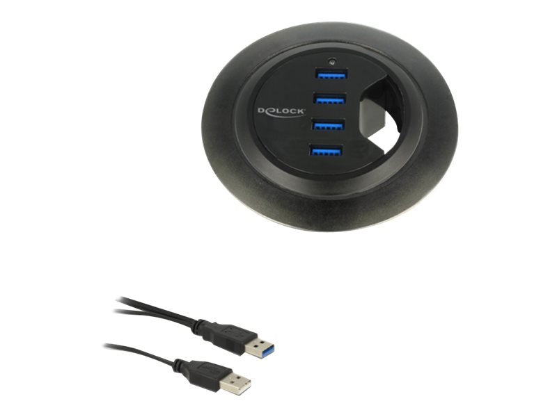 Delock In-Desk Hub - Hub - 4 x SuperSpeed USB 3.0