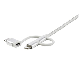 StarTech.com USB Lightning Kabel - USB-C Micro-B Laddekabel - 1m - geflochten - Silber - USB auf Lightning Kabel - USB zu USB C - USB-Kabel - USB (M)