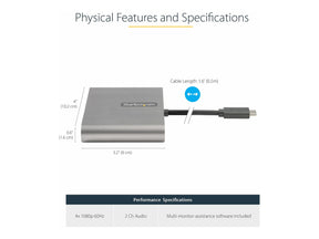 StarTech.com USB-C auf 4x HDMI Adapter - Externe Video- und Grafikkarte - USB Type-C auf Quad HDMI Display Adapter Dongle - 1080p 60Hz - Multi Monitor Splitter - Windows (USBC2HD4)