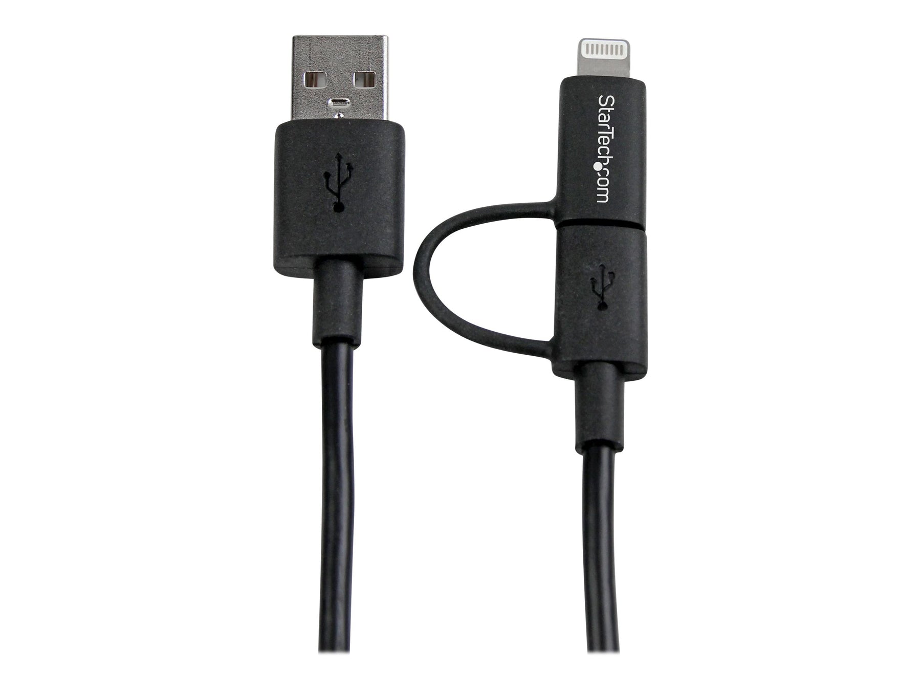 StarTech.com 1m Apple Lightning oder Micro USB auf USB Kabel - iPhone iPad iPod Lade- und Sync-Kabel - Schwarz - Lade-/Datenkabel - USB (M)