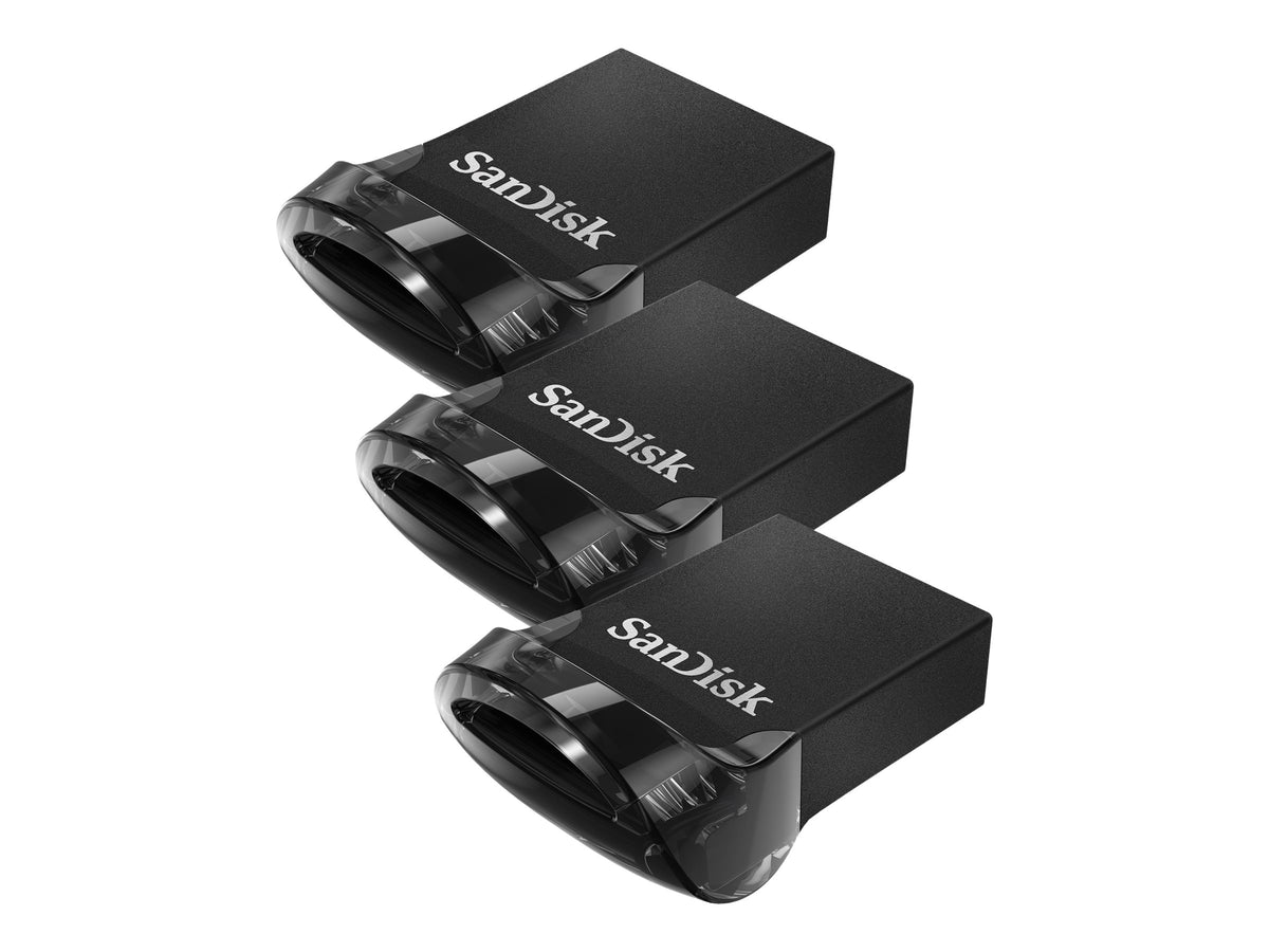 SanDisk Ultra Fit - USB-Flash-Laufwerk - 32 GB - USB 3.1 - Schwarz (Packung mit 3)