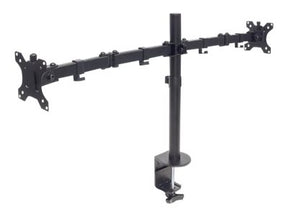 Manhattan TV & Monitor Mount, Desk, Full Motion, 2 Screens, Screen Sizes: 10-27", Black, Clamp Assembly, Dual Screen, VESA 75x75 to 100x100mm, Max 8kg (each)