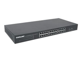 Intellinet 24-Port Gigabit Ethernet Switch mit 2 SFP-Ports, 24 x 10/100/1000 Mbit/s RJ45-Ports + 2 x SFP, IEEE 802.3az (Energy Efficient Ethernet)