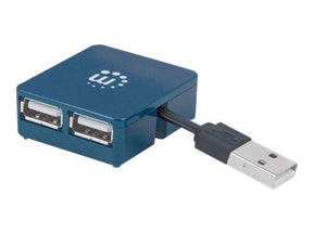 Manhattan USB-A 4-Port Micro Hub, 4x USB-A Ports, Blue, 480 Mbps (USB 2.0)