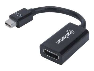 Manhattan Mini DisplayPort 1.2 to HDMI Adapter Cable, 1080p@60Hz, 12cm, Male to Female, Black, Equivalent to Startech MDP2HDMI, Three Year Warranty, Polybag