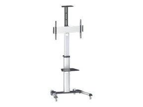 Manhattan TV & Monitor Mount, Trolley Stand, 1 screen, Screen Sizes: 37-65", Silver, VESA 200x200 to 600x400mm, Max 50kg, LFD, Lifetime Warranty - Wagen - für Flachbildschirm / AV-Ausrüstung - Schwarz, Silber - Bildschirmgröße: 94-177.8 cm (37"-70")