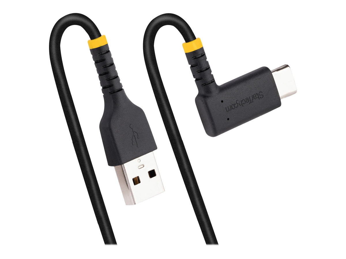 StarTech.com 3ft (1m) USB A to C Charging Cable Right Angle, Heavy Duty Fast Charge USB-C Cable, USB 2.0 A to Type-C, Durable and Rugged Aramid Fiber, 3A, S20/iPad/Pixel - High Quality USB Charging Cord (R2ACR-1M-USB-CABLE)