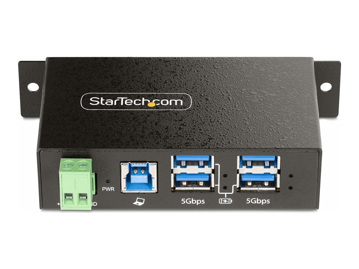 StarTech.com 4-Port Managed USB Hub with 4x USB-A, Heavy Duty with Metal Industrial Housing, ESD & Surge Protection, Wall/Desk/Din-Rail Mountable, USB 3.0/3.1/3.2 Gen 1 5Gbps