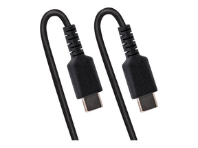 StarTech.com 1m USB C auf USB C Kabel, hochbelastbares Spiralkabel zum Laden und Synchronisieren, USB C 2.0 Kabel, robuste Aramidfaser, Schnellladekabel mit EMI Schutz, schwarz (R2CCC-1M-USB-CABLE)