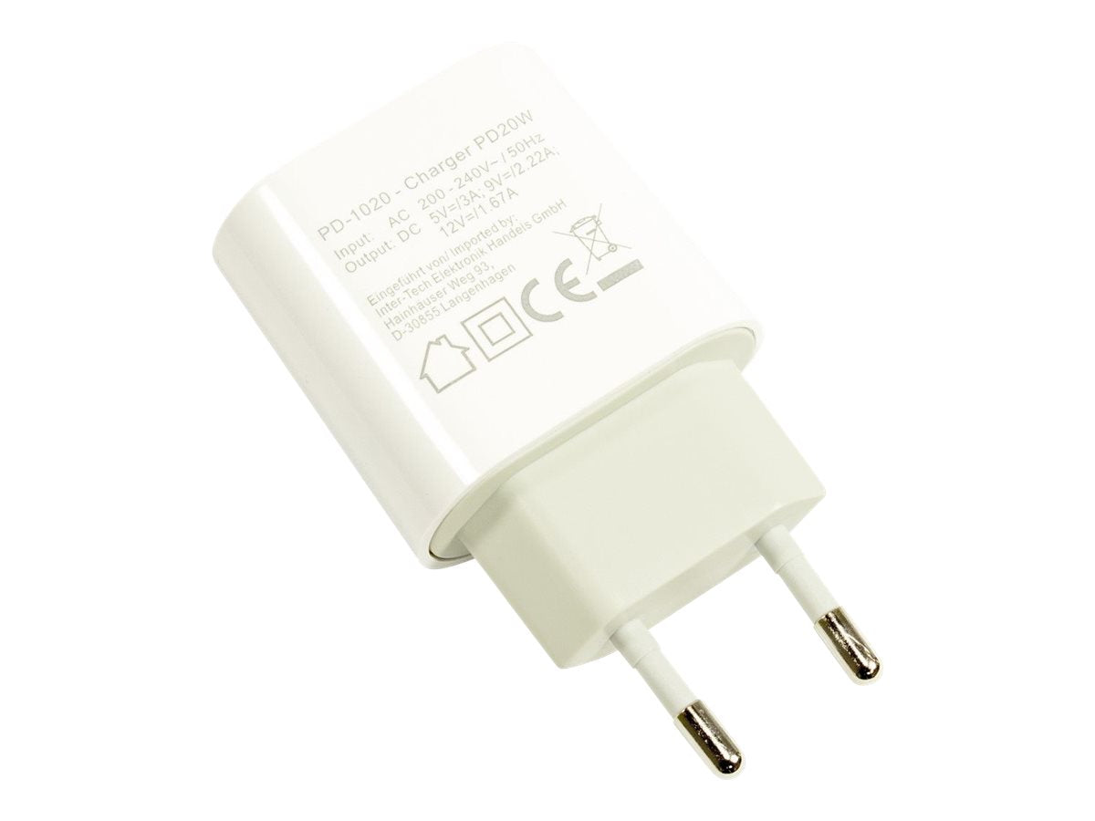 Inter-Tech PD-1020 - Netzteil - 20 Watt - 3 A - PD 3.0, QC 2.0 (24 pin USB-C)