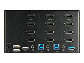 StarTech.com 2 Port Quad Monitor DisplayPort KVM Switch - 4K 60 Hz UHDR - DP 1.2 KVM Switch mit USB 3.0 Hub mit 2x USB 3.0(5 Gbit/s) und 4x USB 2.0 HID Anschlüssen, Audio - Hotkey - TAA (SV231QDPU34K)