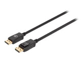 Manhattan DisplayPort 1.4 Cable, 8K@60hz, 3m, Braided Cable, Male to Male, With Latches, Fully Shielded, Black, Lifetime Warranty, Polybag - DisplayPort-Kabel - DisplayPort (M)