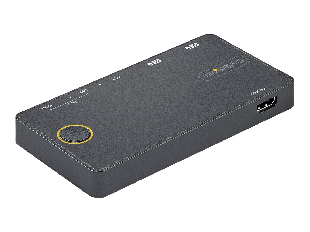 StarTech.com 2 Port Hybrid KVM Switch HDMI + USB-A & USB-C - 4K 60Hz HDMI 2.0 Monitor - Kompakter Desktop und/oder Laptop HDMI KVM Umschalter - USB Bus Powered - Thunderbolt 3 Kompatibel (SV221HUC4K)