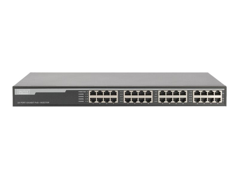 DIGITUS 16-Port Gigabit Ethernet PoE+ Injektor, 802.3at, 250 W