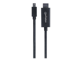 Manhattan Mini DisplayPort 1.1 to HDMI Cable, 1080p@60Hz, 1.8m, Male to Male, Black, Three Year Warranty, Polybag