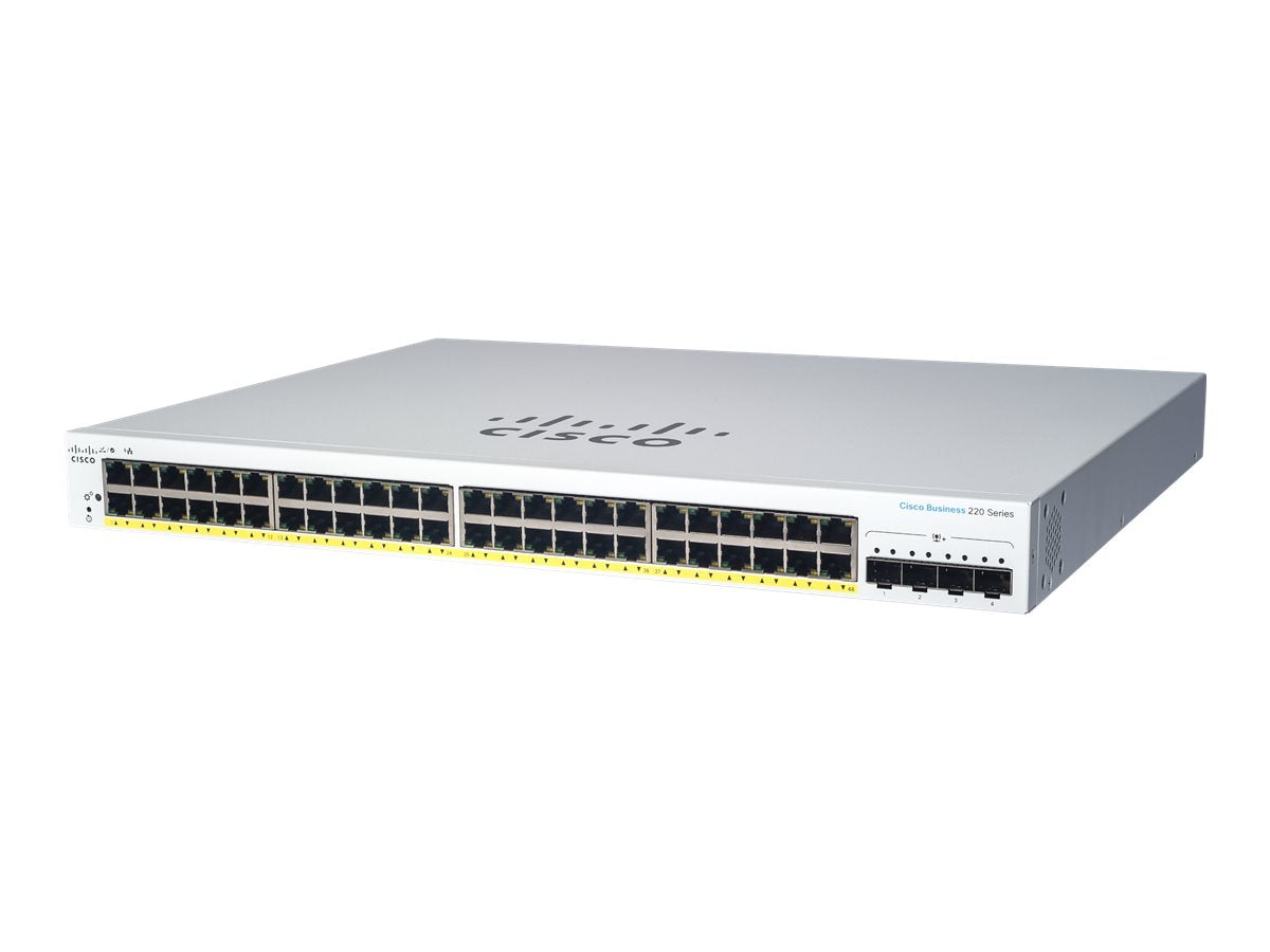 Cisco Business 220 Series CBS220-48T-4G - Switch - Smart - 48 x 10/100/1000 + 4 x Gigabit SFP (Uplink)