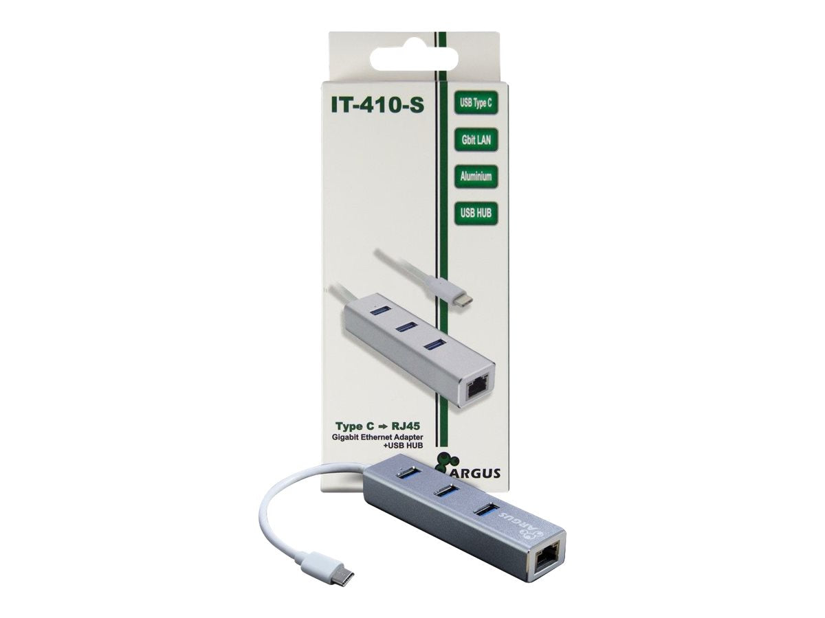 Inter-Tech Argus IT-410-S - Hub - 3 x SuperSpeed USB 3.0 + 1 x 10/100/1000